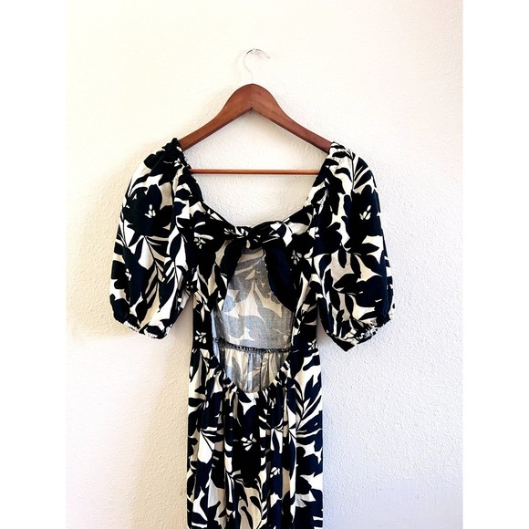 Open Back Floral Midi Linen Blend Maxi Dress Size XS - Picture 8 of 8